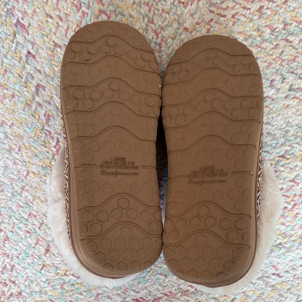 Brown Faux Fur Dearfoams Lined women's Slippers size US 9-10 (Large) - Picture 5 of 10